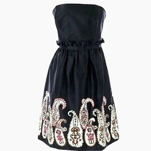 Kensie Pretty Junior Medium Dress Strapless Black Paisley Cocktail Formal Ruffle